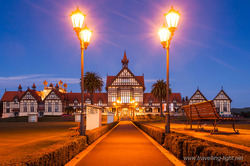 Rotorua Bath House Illuminated Twilight New Zealand